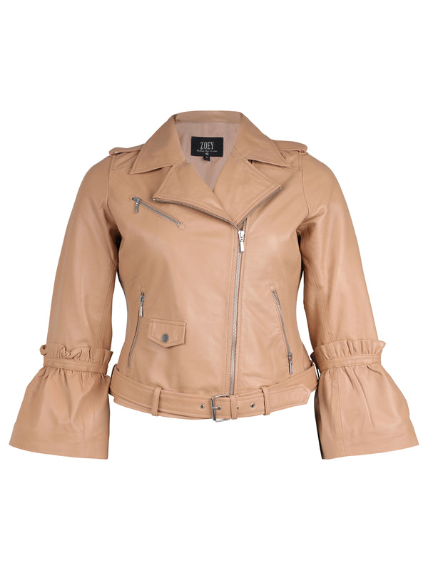 ZOEY ALINE LEATHER JACKET Leather Jacket 219 Trench Camel