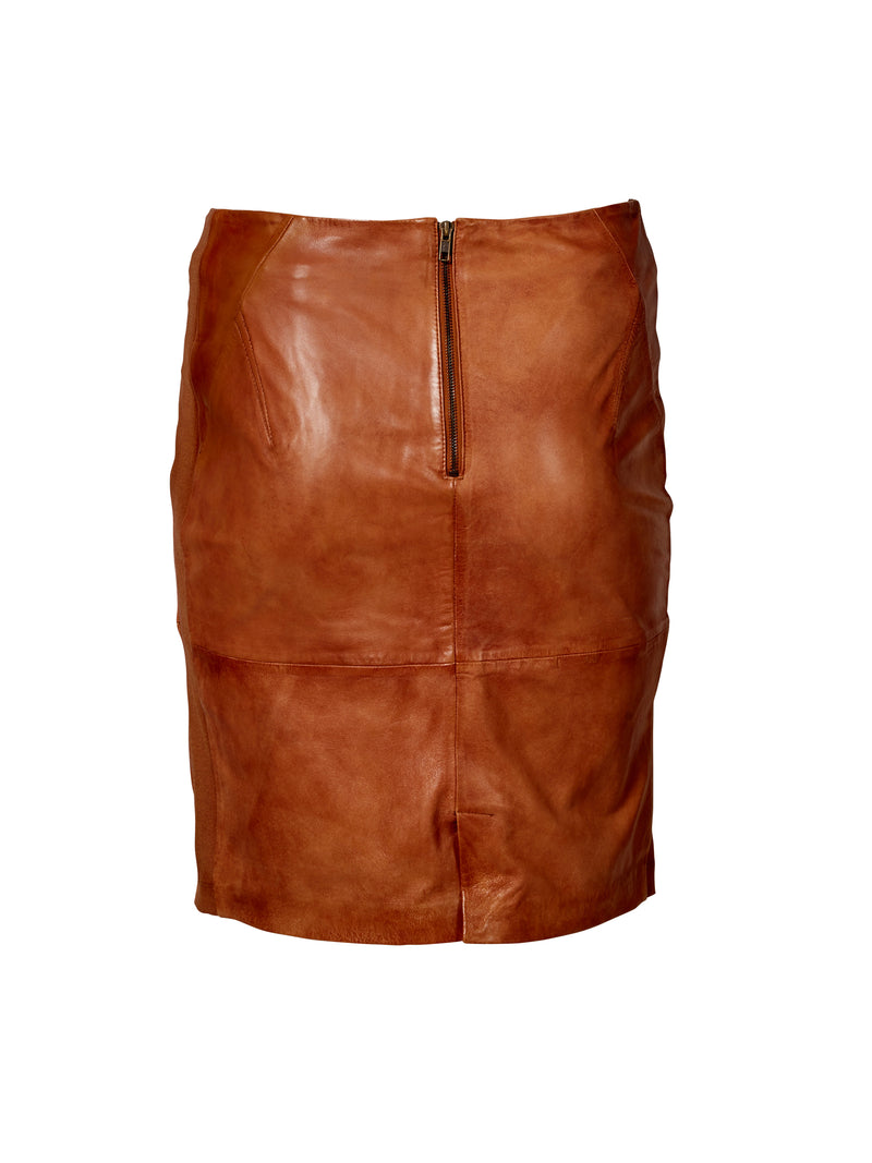 ZOEY ALONDRA LEATHER SKIRT Nederdele 233 Cognac