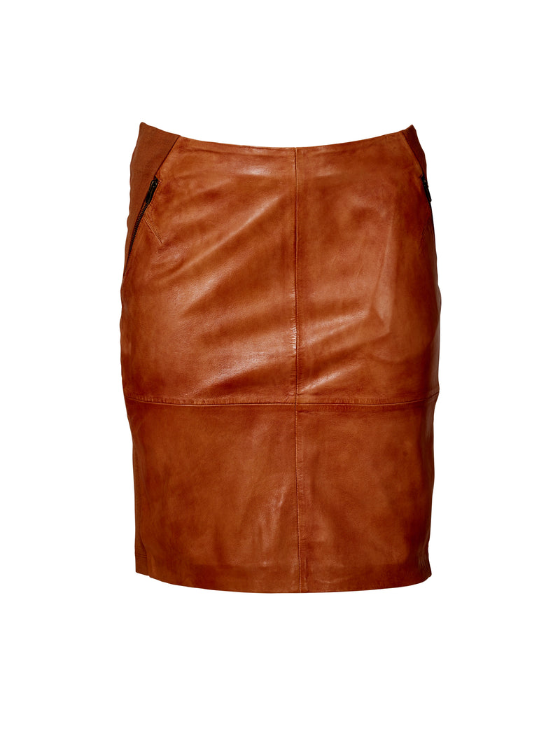 ZOEY ALONDRA LEATHER SKIRT Nederdele 233 Cognac