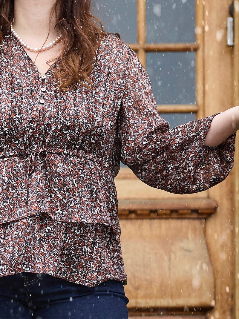 ZOEY ELAINE BLOUSE Bluser 290 Coffee Brown mix