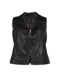JANIE LEATHER VEST - Sort