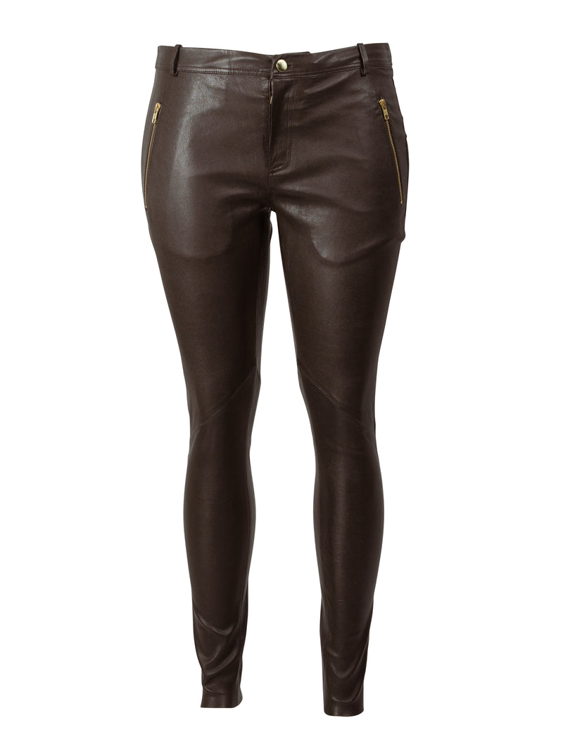 ZOEY LUCILLE LEATHER PANTS Bukser 293 Chocolate
