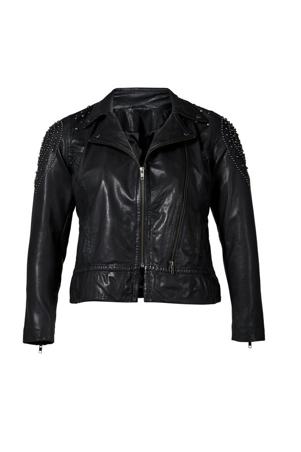 ZOEY MILLE LEATHER JACKET Leather Jacket Sort