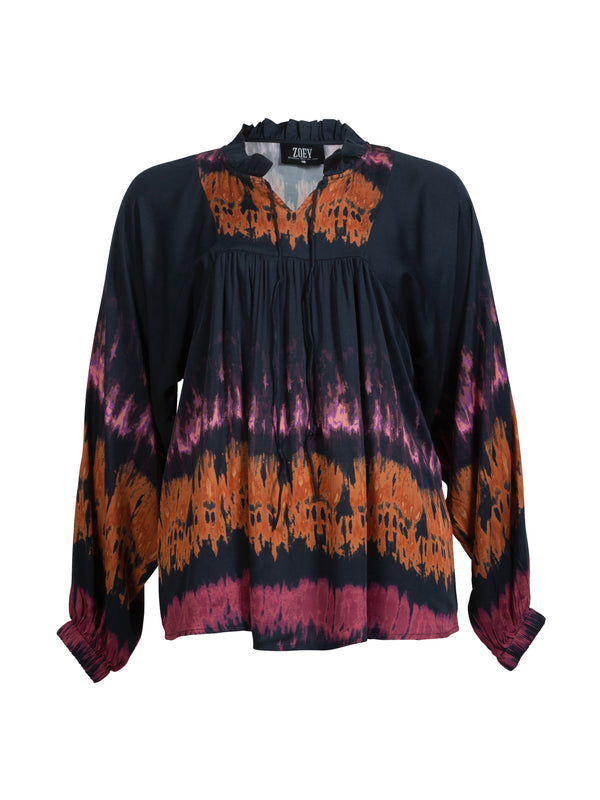 ZOEY OPHELIA BLOUSE Bluser 007 BLACK TIE DYE