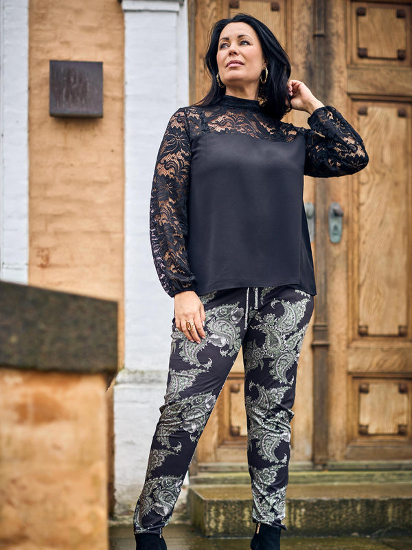 ZOEY VEDA PANTS Bukser 399 Dark bottle green mix