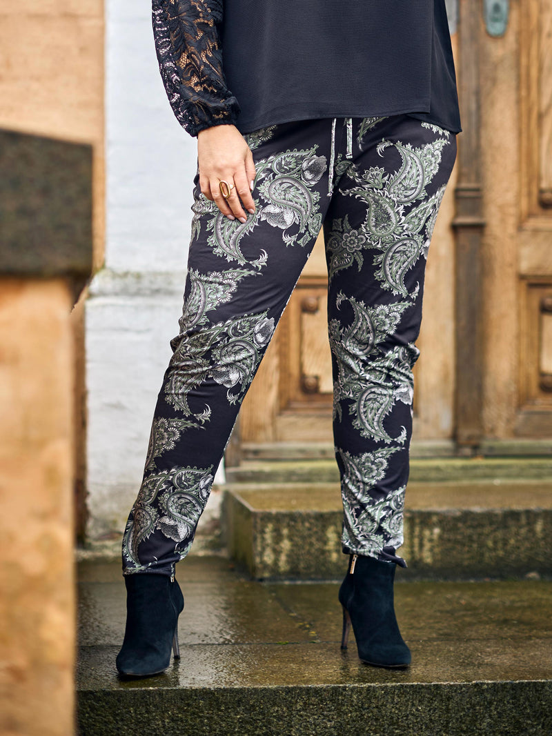 ZOEY VEDA PANTS Bukser 399 Dark bottle green mix