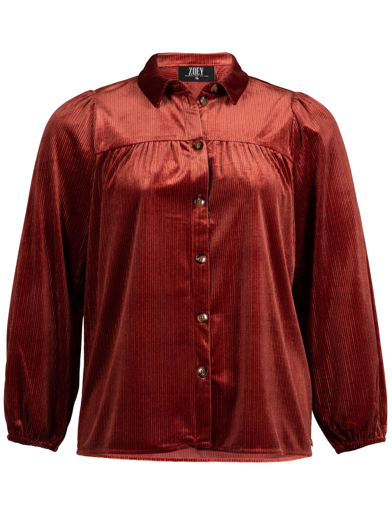 ZOEY VELVET SHIRT Skjorter 648 Terracotta Red